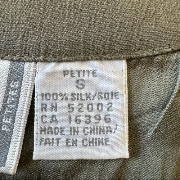 Liz Claiborne 100% Silk Vest Olive Green Marked Size S But Easily Fits Size M - Picture 4 of 6